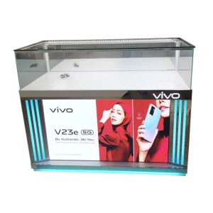 Uniquely Designed Customized Metal LED Lighting Display Stand Glass Showcase for Mobile Phones Electronic Counter Display