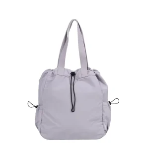 Unisex Light Travel Series Water Resistant Solid Color Nylon Tote Bag Nightlight Drawstring Closure Polyester Lining Versatile