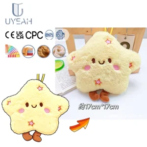 Uyeah OEM Personal Design Custom Star Shaped Plush Doll Cute Yellow Star Character Soft Stuffed Plush Cartoon Toy Kids Gifts