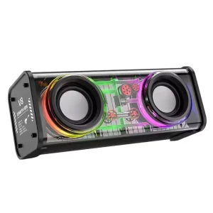 V8 Transparent Mecha Dazzling Lights 10W BT Speaker Double Horn Small Steel Cannon Bass Diaphragm Gift Speaker