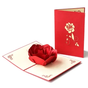 Valentine’s Day 3D Greeting Card Creative Rose Blessing Card Large Handmade Paper Cut Rose UV Printing Die Cutting