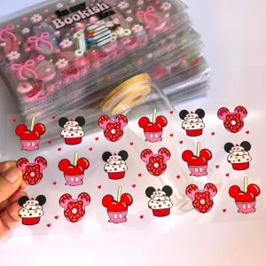 Valentine’s Day Color Transfer Cartoon Glass Wrap 16 oz UV DTF Cup Wrap for Tumbler or Mug Washable