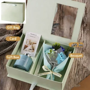 Valentines Day Idea Rose Artificial Flower Aromatherapy Set Gifts for Women Girls Souvenir Practical Light Birthday Present