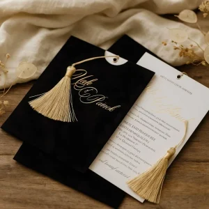 Velvet Wedding Invitations with Envelopes and Silk Ribbon Personalized Invitation Card