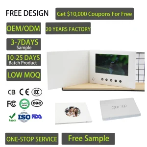 Video Brochure 7 Inch White Paper LCD Video Card Wedding Gift Video Invitation Booklet