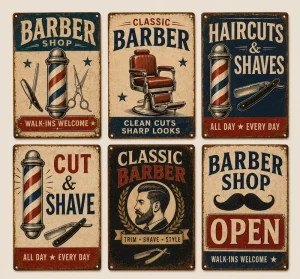 Vintage Barber Shop Metal Tin Sign Retro Hair Salon Wall Decor Advertising Metal Poster Barbershop