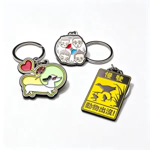 Vintage Cartoon Zinc Alloy Keychain Cute 2D 3D Anime Design Fashion Bag Charm Custom Logo Promotional Kids Gift