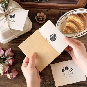 Vintage Customizable Design Greeting Card with Kraft Paper Envelope for Holidays Birthday Gift Thanksgiving Business Messages