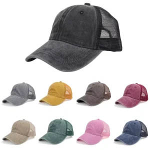 Vintage Distressed Trucker Hat for Men Women ,Retro Sunscreen Fashion Cap Breathable Mesh Design