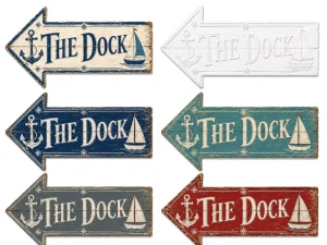 Vintage Dock Arrow Embossed Metal Tin Sign Nautical Marina Bar Wall Decor Custom OEM