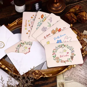 Vintage Floral Printed Greeting Cards with Envelopes Custom Thank You Cards Business Birthday Wedding Holiday Bulk Gift Cards