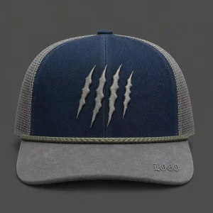 Vintage High Crown Embroidery Gorras 5 Panel Rope Trucker Hat Foam Front Mesh Cap