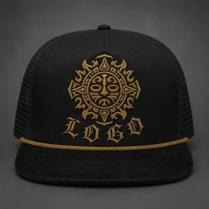 Vintage High Crown Embroidery Gorras 5 Panel Rope Trucker Hat Foam Front Mesh Cap