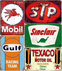Vintage Metal Tin Signs Retro Garage Signs for Men Wall Decorations Old Car Shop Posters Oil and Gas Station Sign Man Cave Decor