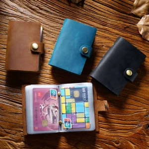 Vintage Solid Color Cork Card Holder for Women Men Multi-Position Business Credit Card Holder Closure-Free Home Storage Small