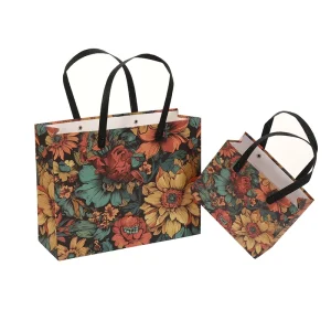 Vintage Style Coated Paper Customizable Gift Box Bag Digital Printing for Cosmetics Store Promotions Exhibitions Supermarkets