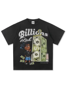 Vintage T Shirt American Illustration Graphic Direct Spray Print Breathable High Street Oversized Short Sleeve Tee