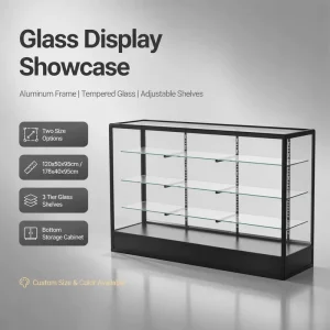 Viral Glass Showcase Cabinet Aluminum Frame Tempered Glass Display Case with Adjustable Shelves Modern Minimalist Decor Hot