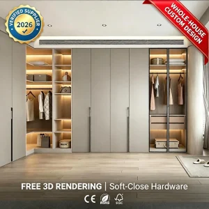 Walk in Closet Whole House Custom Modern Minimalist Open Wardrobe With LED Light Glass Door Bedroom Storage Closet Cabinet