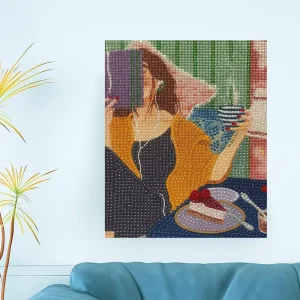 Warm Personality Illustration Character Reading Diamond Painting Eco Friendly Atmosphere Home Decorative Portrait