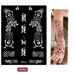 Waterproof Body Decal Hollow Drawing Templates Ethnic Indian Henna Pattern Stickers for Personal Spray Tattoo DIY Production