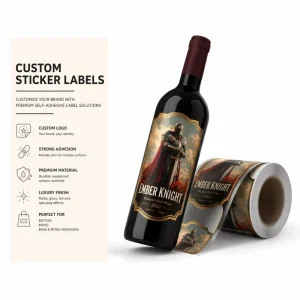 Waterproof Oil Proof Eco Friendly Durable Custom Wine/Perfume Textured Paper Adhesive Sticker Label Embossed Foil