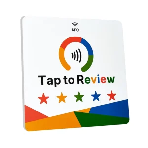 Waterproof PVC NFC Google Review Sticker, Smart QR Code Table Tent Card for Restaurant Shop Display