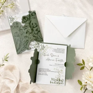 Wedding Invitation 600gsm Cotton Paper Embossed Floral Luxury Custom Invite Card Matching Envelopes for Wedding Engagement