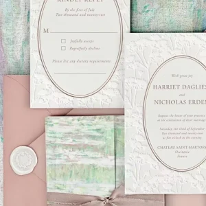 Wedding Invitation Card Luxury Letterpress Embossed Debossed Custom Text Elegant Wedding Invite Set for Wedding Ceremony