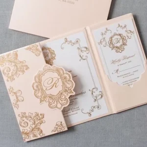 Wedding Invitation Card Luxury Letterpress Embossed Debossed Vintage Style Custom Wedding Invitation Card Set