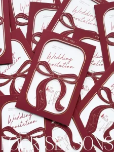 Wedding Invitation Original High-End Burgundy-Elegant French-Style Creative Customized Wedding Invite Specialty 600g