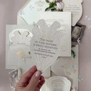 Wedding Invitations Luxury Vintage Design Embossed Letterpress Debossed Foil Stamped Wedding Invitation Set