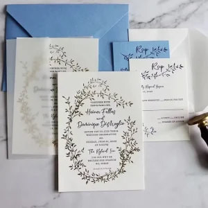 Wedding Invitations Luxury Wedding Invitation Kit with Menu Card Reply Card Detail Card Save the Date Letterpress Debossed