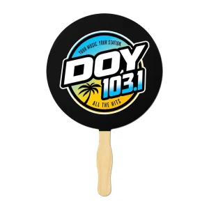 White Cardstock Producer Custom Printed Logo Wooden Handle Paper Hand Fans for Corporate Giveaways