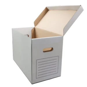 White Corrugated Folding Custom Printed Handle Paper Shipping Box for Clothes Books File Storage