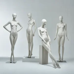 White Female Full Body Fiberglass Dress Form Mannequin with Head for Boutique Display