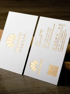 White Gold Stamped Business Cards Embossed Die Cut Custom Shapes Free Design Personalized Printing Paper