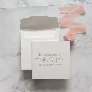White Hardcover Personalized Wedding Invitation