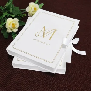 White Hardcover Wedding Invitation with Clear Acrylic and Envelope for Anniversary Wedding Invitation