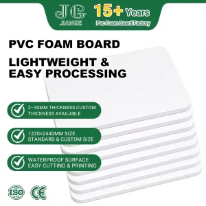 White Smooth Waterproof PVC Board Foam 2 to 30mm Custom Thickness Easy Cutting Printable Surface for Cabinet Backing