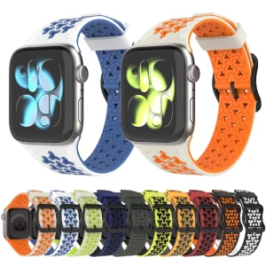 Win Win OEM Two-Tone Honeycomb Breathable Silicone Watch Band Replacement Sport Strap Wristbands for Apple Watch Ultra 11
