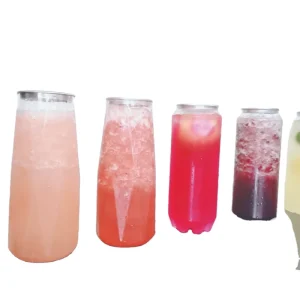 With Lids for Juice milk Tea coffee cola PET Cans Bottles 500ML 330ML 650ML Aluminum Beverage PET Jar Plastic Juice Packaging