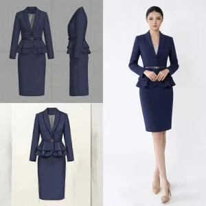 Womens Skirt Suit Sets Ladies Office Wear Polyester Piece Image Apparel OEM ODM
