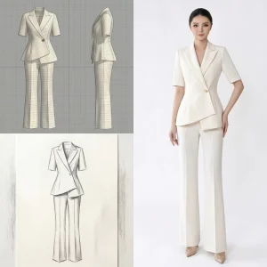 Womens Suit Sets Ladies Office Wear Beige Lace Formal Dress For Image Apparel OEM ODM
