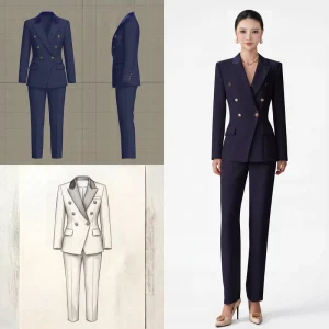 Womens Suit Sets Ladies Office Wear Polyester Piece Image Apparel OEM ODM