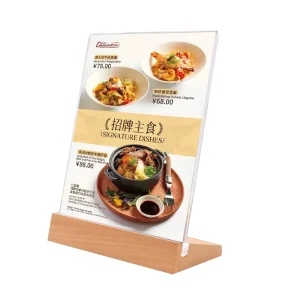 Wood Base Menu Holder Acrylic Sign Standing Sign Poster Greeting Card Display Table Card Table Top Display Stand