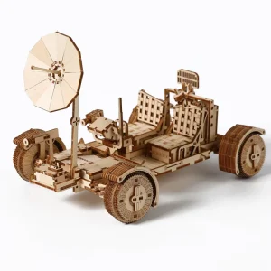 Wooden 3D Puzzle Lunar Rover Model DIY 3D Wooden Puzzles for Adults Moon Buggy Space Exploration Kit