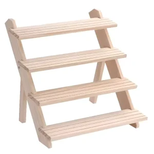 Wooden Cosmetics Storage Rack Tabletop Jewelry Organizer Display Stand Ladder Shelf