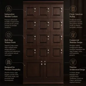 Wooden Spanish Cedar Display Individual Locker System Free Stand Humidifier Device Humidor Cigar Cabinet