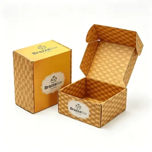 Woven Rattan Effect Corrugated Paper Shipping Box Custom Cardboard Mailer Boxes for Gift Hamper Outer Packaging